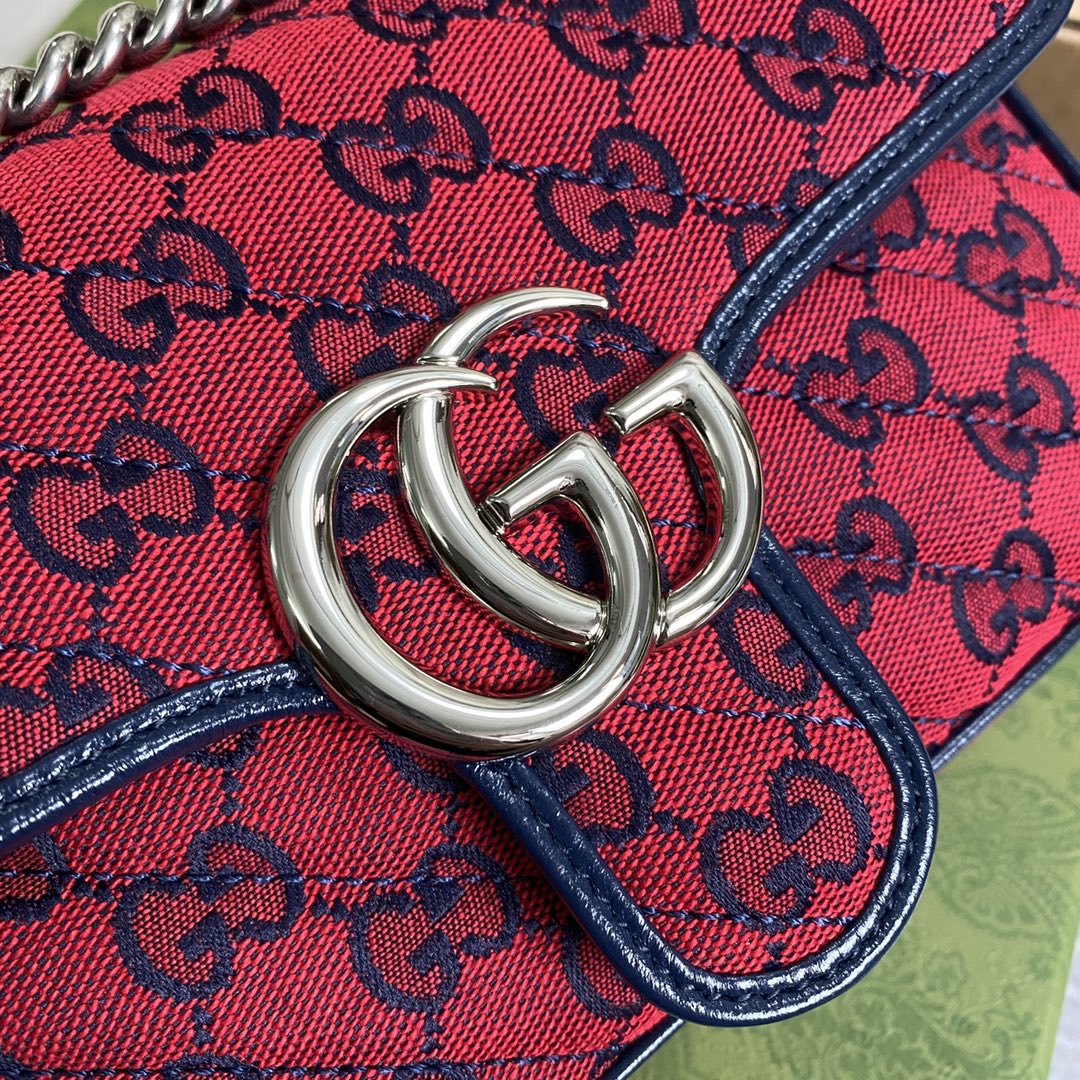 Gucci GG Marmont Matelasse Mini Shoulder Bag 446744 Red